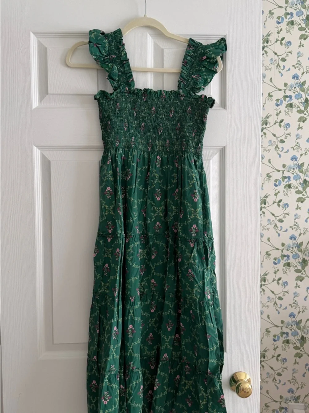Hill House Green Floral Smocked Maxi Dress - Picture 3 of 3